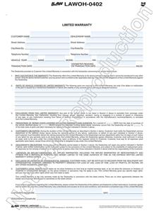 Limited Warranty Form For Ohio (501A)