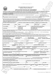 Application for Dealer Assignment (501LL BMV 3772)