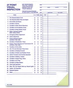 27 Point Inspection Form (Item 7297)