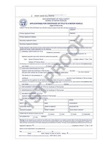 Application for Certificate of Title (501V)