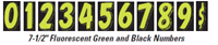 Fluorescent Green and Black Numbered Window Stickers (7-1/2)