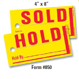 4 x 8 Jumbo Sold/Hold Tags